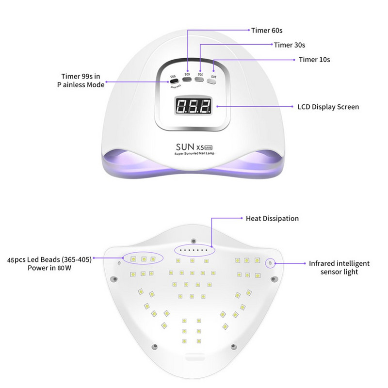 90/72/36 W UV LED körömlámpa manikűr körömszárítóhoz minden géles lakkozáshoz automatikus érzékelővel, intelligens hőmérséklet-szabályozással