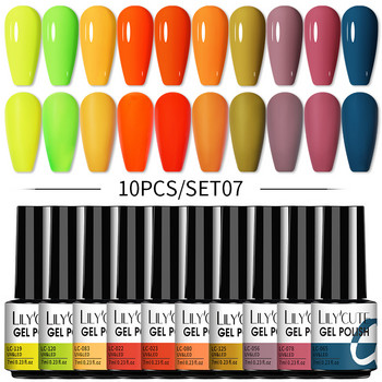 LILYCUTE 10 τμχ/σετ Σετ βερνικιών νυχιών Nude Glitter Spring Vernis Semi Permanent Soak Off Uv Led Nail Art Gel Kits Pour Les Ongles