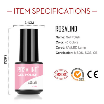 ROSALIND Neon Glitter Nail Gel Semi Permanent Hybrid Varnish Kit Manicure Need Base Top Nail Art Salon Nail Gel Polish Esmaltes