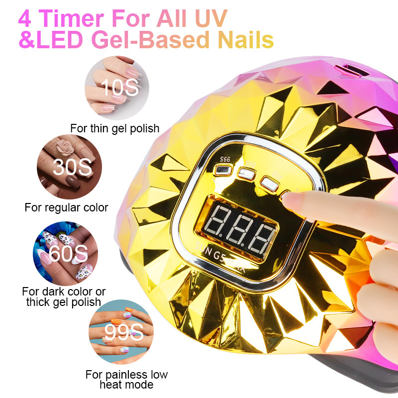 45 lempos karoliukai Lazerinis spalvotas nagų džiovintuvas turi 4 laikmačius Išmanieji jutikliai Spalvinga nagų lempa, skirta greitai džiūti geliniam nagų lako kietėjimui