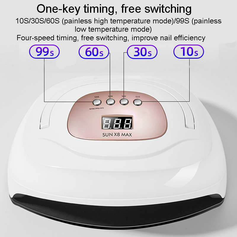 Lampă UV LED de mare putere uscător de unghii 57 bucăți LED-uri cu uscare rapidă lac de unghii cu gel pentru manichiură, cu afișaj LCD cu detectare a mișcării