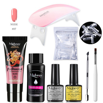 8 τμχ Poly Nail Gel Kit Λάμπα νυχιών UV LED Επέκταση νυχιών Gel Glitter Soak Off Varnish Nail Art Σετ Εργαλεία μανικιούρ