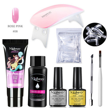 8 τμχ Poly Nail Gel Kit Λάμπα νυχιών UV LED Επέκταση νυχιών Gel Glitter Soak Off Varnish Nail Art Σετ Εργαλεία μανικιούρ