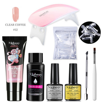 8 τμχ Poly Nail Gel Kit Λάμπα νυχιών UV LED Επέκταση νυχιών Gel Glitter Soak Off Varnish Nail Art Σετ Εργαλεία μανικιούρ