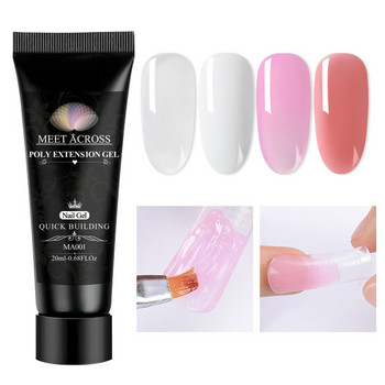 MEET ACROSS Quick Building Nail Gel Kit 20/30ml Σετ Clear Pink Nail Gel με λάμπα led Gel Βερνίκι νυχιών για επέκταση νυχιών