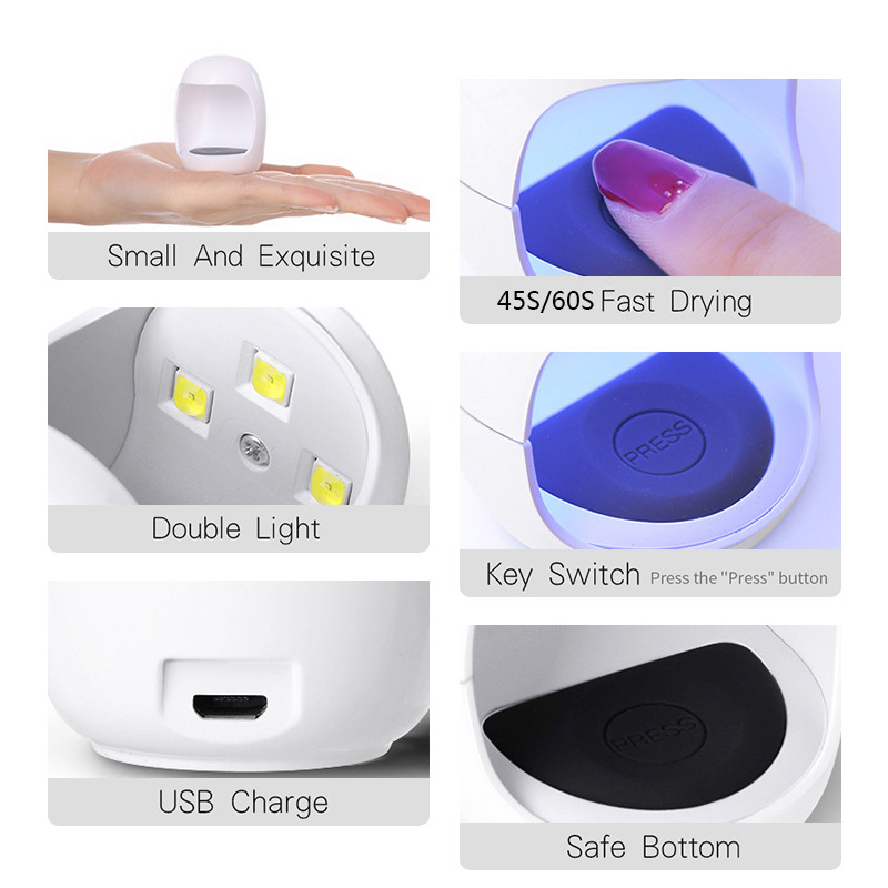Körömszárító MINI 3W USB UV LED lámpa Körömdíszítő manikűr Eszközök Tojásforma Design Időzítő Szárító Kezelőfény Gél Lakkhoz