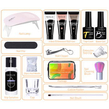 LILYCUTE 15ml Extension Gel Nail Kit Nail Art Γρήγορη επέκταση Μανικιούρ Σετ Finger Extend Mold Nail Brush Nails Εργαλειοθήκη για δώρο