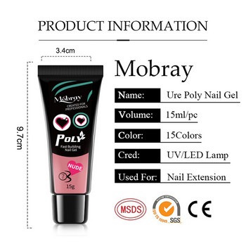 Mobray Poly Nail Gel Σετ Λάμπας UV LED Full Σετ Μανικιούρ Γρήγορης επέκτασης Acryl Gel Nail Kit Gel Σετ νυχιών Building για Εργαλεία νυχιών