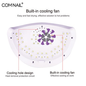 Στεγνωτήρας νυχιών 2 σε 1 42 LED Ισχυρή λάμπα νυχιών UV για στέγνωμα νυχιών μανικιούρ με ανεμιστήρα ψύξης Fast Auto Sensor Two Hands Nail Art