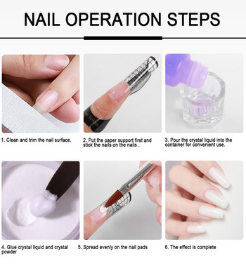 Nail Acrylic Powder 3D Nail Tips Εργαλεία σκάλισμα και υγρό μονομερές Nails Art Decoration for Manicure Set Crystal Nail Glitter Kit