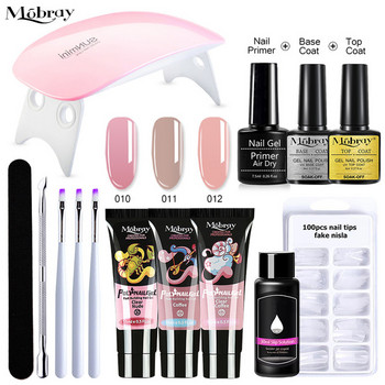 Mobray 15ml Extension Kit Glitter Clear Color Nail Art Σετ Crystal Fast Building UV Gel Polish Ακρυλικό Σετ εργαλείων νυχιών