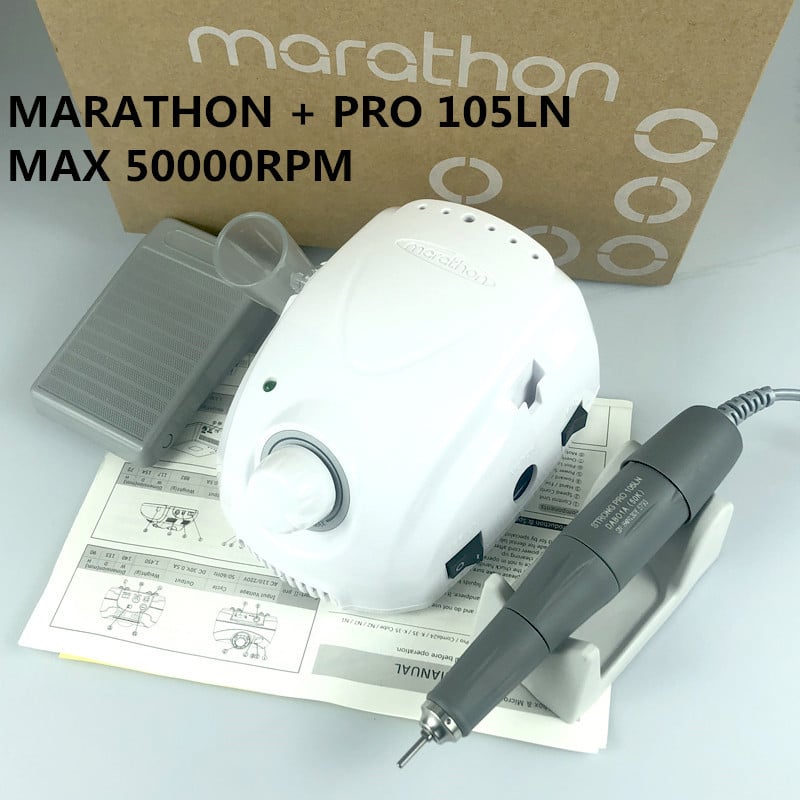 MARATHON-Champion 3 PRO 105LN fogantyús 35K/45K/50K elektromos körömfúró STRONG 210 mikromotoros csiszológép körömdíszítő szerszámokhoz