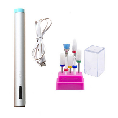 Ηλεκτρικό φορητό σετ μηχανής μανικιούρ Led Mini Nail Drill Pen Bits Cutter για Αφαίρεση Gel Βερνίκι Νυχιών Εργαλεία λείανσης πεντικιούρ