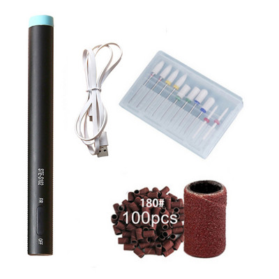 Ηλεκτρικό φορητό σετ μηχανής μανικιούρ Led Mini Nail Drill Pen Bits Cutter για Αφαίρεση Gel Βερνίκι Νυχιών Εργαλεία λείανσης πεντικιούρ