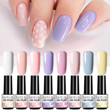 LILYCUTE 6 τμχ/Σετ Gel Βερνίκι νυχιών Nude Pink Glitter Sequins Sequins Semi Permanent Hybrid Soak Off UV LED Nail Art Vernish