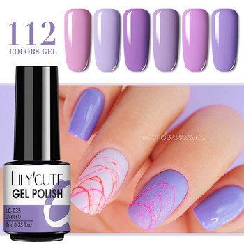 LILYCUTE 6 τμχ/Σετ Gel Βερνίκι νυχιών Nude Pink Glitter Sequins Sequins Semi Permanent Hybrid Soak Off UV LED Nail Art Vernish