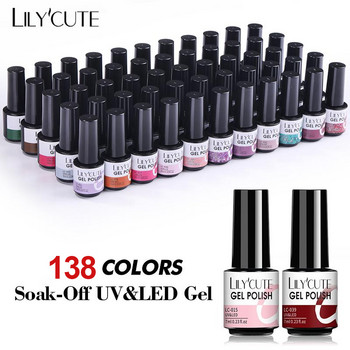 LILYCUTE 6 τμχ/Σετ Gel Βερνίκι νυχιών Nude Pink Glitter Sequins Sequins Semi Permanent Hybrid Soak Off UV LED Nail Art Vernish