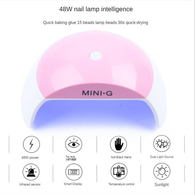 Φωτιστικό νυχιών USB Έξυπνος αισθητήρας οθόνης LCD 48W Mini φορητό φωτιστικό νυχιών Πολυλειτουργικό USB Mini βερνίκι νυχιών Λάμπα ψησίματος Nail Art