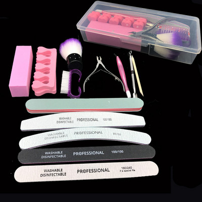 13 db/készlet Professzionális körömreszelő készlet mosható körömreszelő Puffer Block Cuticle Pusher UV Gel Poloshi manikűr eszközök VIP dobozzal