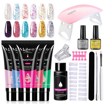 15ml Poly UV Gel Σετ Μανικιούρ Extend Builder Poly Nail Gel Kits Finger Nail Extension LED Ακρυλικό Σετ τζελ νυχιών Βάση και Top Coat