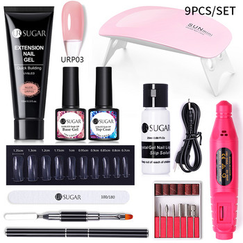 Σετ μανικιούρ UR SUGAR Extension Nail UV Gel Kit Λάμπα LED False Nail Extend επέκταση Βερνίκι Σετ Βάσης Κορυφαίο ακρυλικό διάλυμα