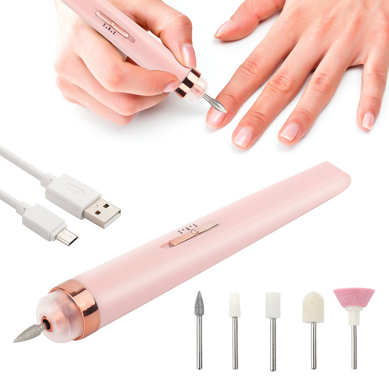 Elektrinis nagų rinkinys Manikiūro rinkinys 5 viename Manikiūro aparatas Nagų šlifuoklis Dildžių šlifavimo rinkinys Nagų buferio poliruoklio šalinimo gręžtuvas
