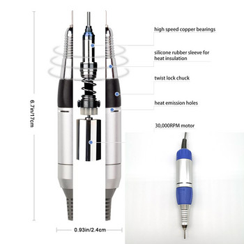 35W Nail Art Electril Machine Бормашина 35000rpm Маникюр Педикюр Машина Фрези Аксесоари Пили за нокти Комплекти инструменти за маникюр