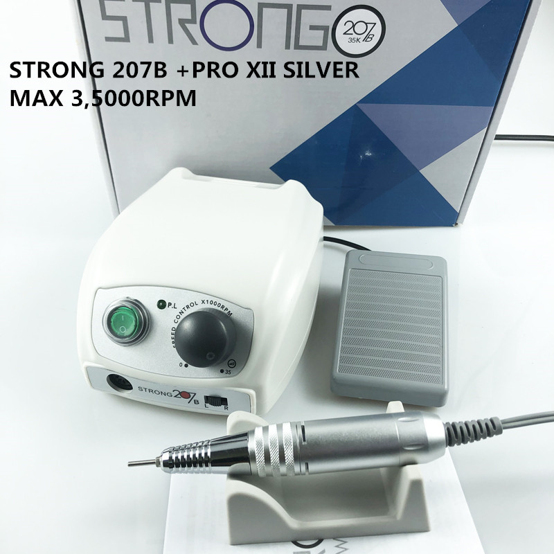 Stiprus 207B 65W elektrinis nagų gręžimo valdymo blokas, 35000 aps./min. 50000 RPM rankinis instrumentas Stiprus 210 manikiūro pedikiūro nagų gręžimo aparatas