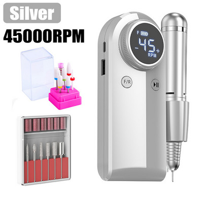 Električna brusilica za nokte od 45000 okretaja u minuti Punjiva glodalica za bušilicu za manikuru Prijenosna električna turpija za nokte Gel za poliranje noktiju
