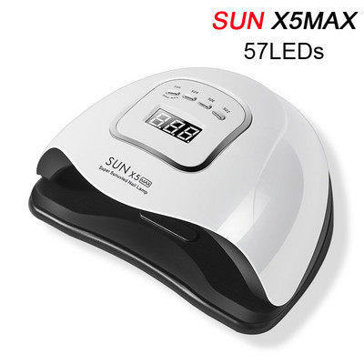 SUN X5 Max 114/72W LED lempos nagų džiovintuvas 57 vnt LED UV ledo lempa geliniam džiovinimo lempai su infraraudonųjų spindulių jutikliu LCD ekranu manikiūro įrankis