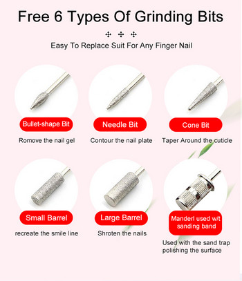 35000RPM електрическа бормашина за комплект за маникюр за нокти Професионален струг за нокти Фреза Фреза Инструмент за салон за нокти