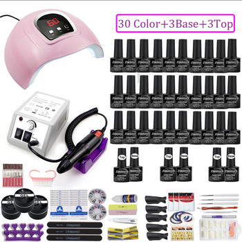 120/80/54W Professional Nail Lamp Kit 50/40 Colors Gel Polish Acrylic Set Nail Tool With Nail Salon Nail Drill Machine