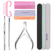 Nail Set Art Sand Files puffer szivacsblokk kefe körömreszelő készlet kutikula fogóval Professzionális körömreszelő UV géllakk eszközök