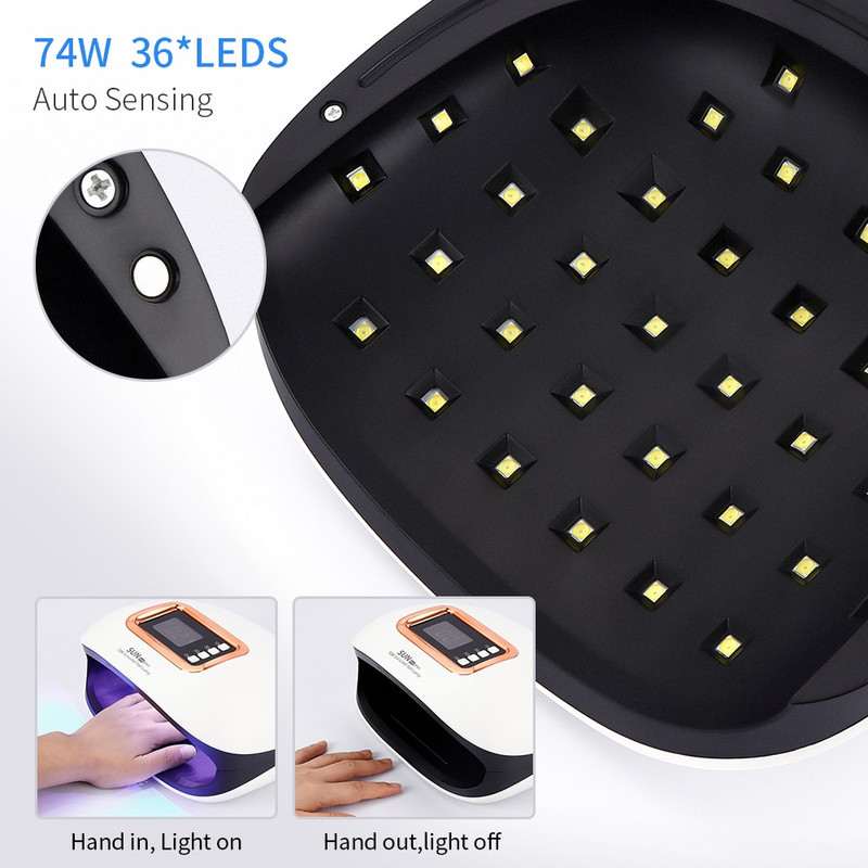 72 W UV lámpa LED körömlámpa 36 LED-del Két kézi lámpás körömszárító manikűr kötő köröm géllakk 10s 30s 60s 99s automatikus érzékelő