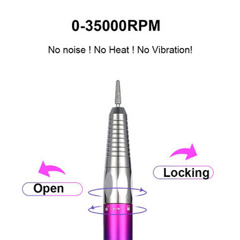 Τρυπάνι νυχιών χωρίς ψήκτρες 35000 RPM Επαναφορτιζόμενη μηχανή μανικιούρ για νύχια Πεντικιούρ Νυχιών με μπαταρία 4000mAh Εργαλεία Nail Salon