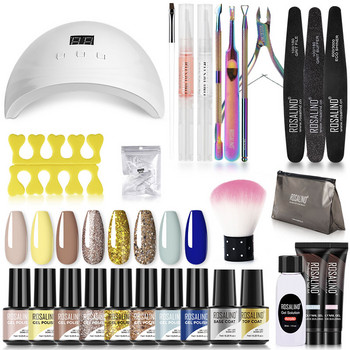 ROSALIND Lamp Gel Tools Sets Σετ Gel Polish για Μανικιούρ Νύχια Art Ημιμόνιμο Gel Vernishes Lacquer Top Base For Nail Kit