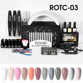 ROSALIND Lamp Gel Tools Sets Σετ Gel Polish για Μανικιούρ Νύχια Art Ημιμόνιμο Gel Vernishes Lacquer Top Base For Nail Kit