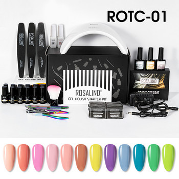 ROSALIND Lamp Gel Tools Sets Σετ Gel Polish για Μανικιούρ Νύχια Art Ημιμόνιμο Gel Vernishes Lacquer Top Base For Nail Kit