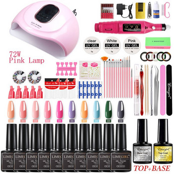 Σετ νυχιών DIY με λάμπα LED Dryer Nail Drill Machine Σετ Μανικιούρ Σετ Poly Nail Gels Nail Gel Polish Σετ Soak-off Nail Art Σετ