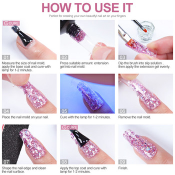 Poly UV Gel Kit All for Manicure Gel Επέκτασης Νυχιών Σετ Slip Solution Builder Acrylic Gel Polish Nail Art Tool Σετ Polygels