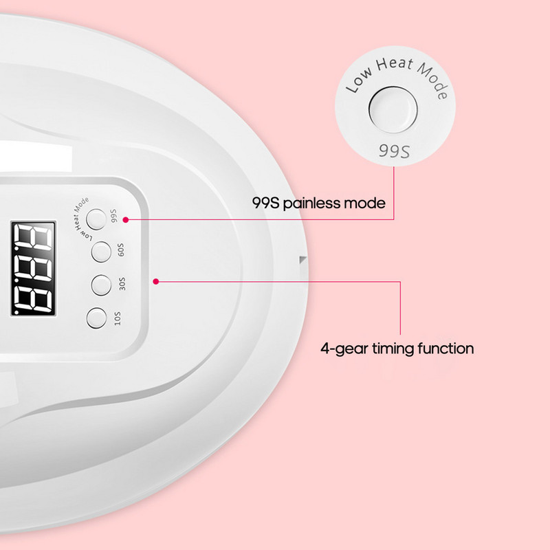 UV LED svjetiljka za nokte Dvostruki izvor svjetla 120 W Inteligentni indukcijski stroj za fototerapiju 4-brzinski tajming Brzo sušenje Nema crnih ruku