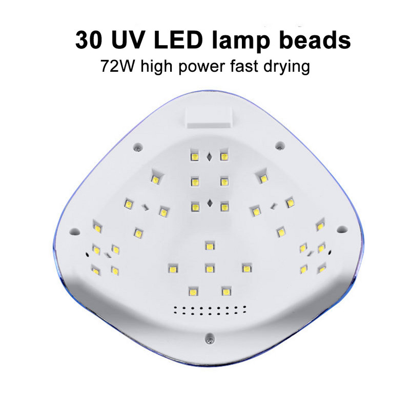 72 W UV LED lámpa körömbevonathoz Körömszárító szárításhoz gél lakk 30 LED körömszárító lámpa manikűr időzítőhöz Automatikus érzékelő eszközök