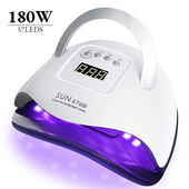 Λάμπα LED 180W UV για τα νύχια Γρήγορο στέγνωμα Gel Βερνίκι 57LEDS Έξυπνο στεγνωτήριο νυχιών με οθόνη LCD 4 χρονοδιακόπτη Επαγγελματική λάμπα μανικιούρ