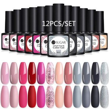 Σετ βερνικιού νυχιών UR SUGAR Colors Gel Ημιμόνιμο UV Led Gel Vernish for Set Soak Off Nail Kit Set Top Coat