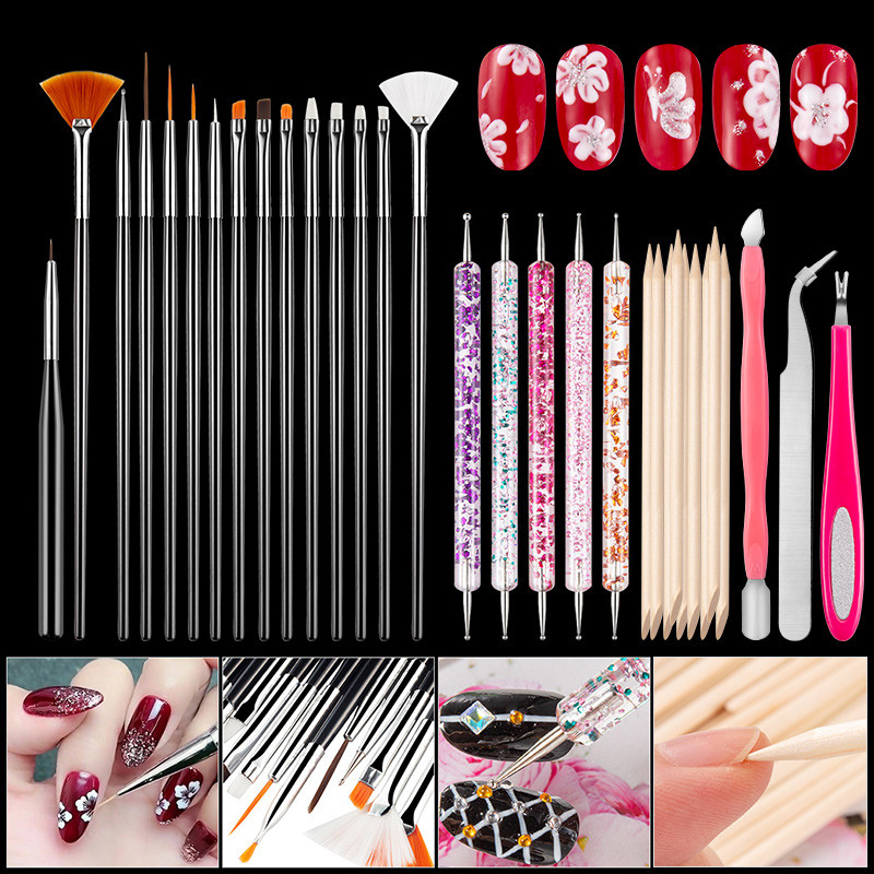 Комплект инструменти за ноктопластика с четки за нокти Кристална писалка 500 бр. Съвети за нокти Ножица за кожички Ножици за френски нокти Аксесоари за стикери