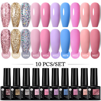 UR SUGAR 10 ΤΕΜ. Fluorescence Glitter Nail Gel Σετ Neon Yellow Kits Semi Permanent Soak Off UV LED βερνίκι νυχιών All For Manicure