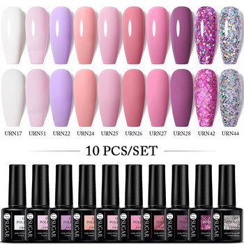 UR SUGAR 10 ΤΕΜ. Fluorescence Glitter Nail Gel Σετ Neon Yellow Kits Semi Permanent Soak Off UV LED βερνίκι νυχιών All For Manicure