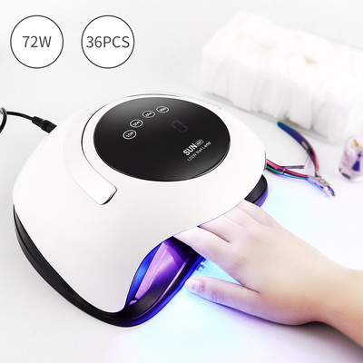 72W 36 LED lempos Rankena UV lempa LED nagų lempa Nagų džiovintuvas Džiovinimas Visi geliai Nagų lako laikmatis Smart Sensor Nagų dailės įrankiai Manikiūras