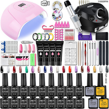 LNWPYH Σετ νυχιών Nail Gel Tools Kit 54W/36W Λάμπα νυχιών 18/12/6 Χρώματα UV Gel Βερνίκι νυχιών Κιτ Περιέχει Σετ νυχιών μηχανής για τρυπάνι νυχιών