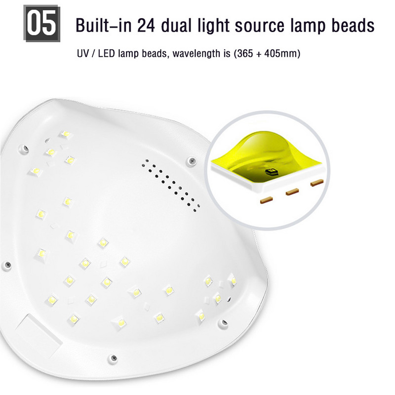 48W SUN5 Nail Lampara UV LED lámpa 24Leds körömszárító minden gélhez Lakk kötő lámpák 10s/30s/60s Smart Sensor Manikűr eszközök